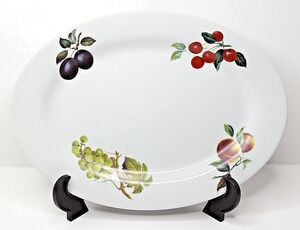 BIA Cordon Bleu Serving Platter White Oval Fruit Motif 14x10.25 in Porcelain